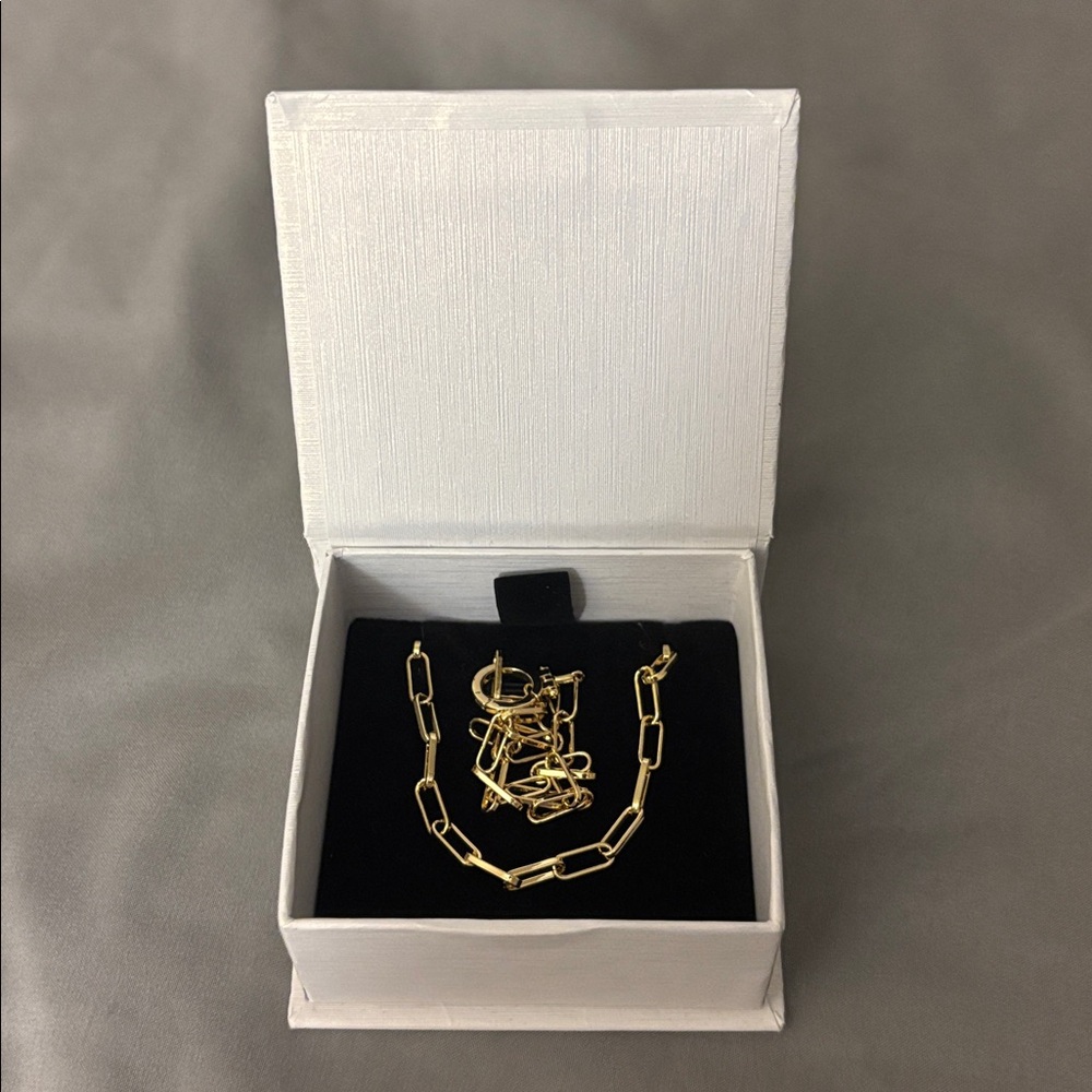 Mint & Lily Gold Paperclip Necklace and Bracelet Set